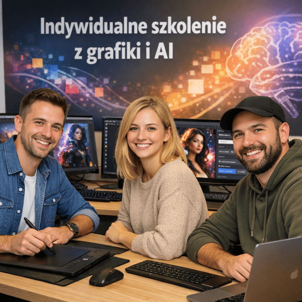 Kurs projektowania graficznego z wykorzystaniem AI i narzędzi Adobe Firefly oraz Photoshop – warsztaty dla firm.